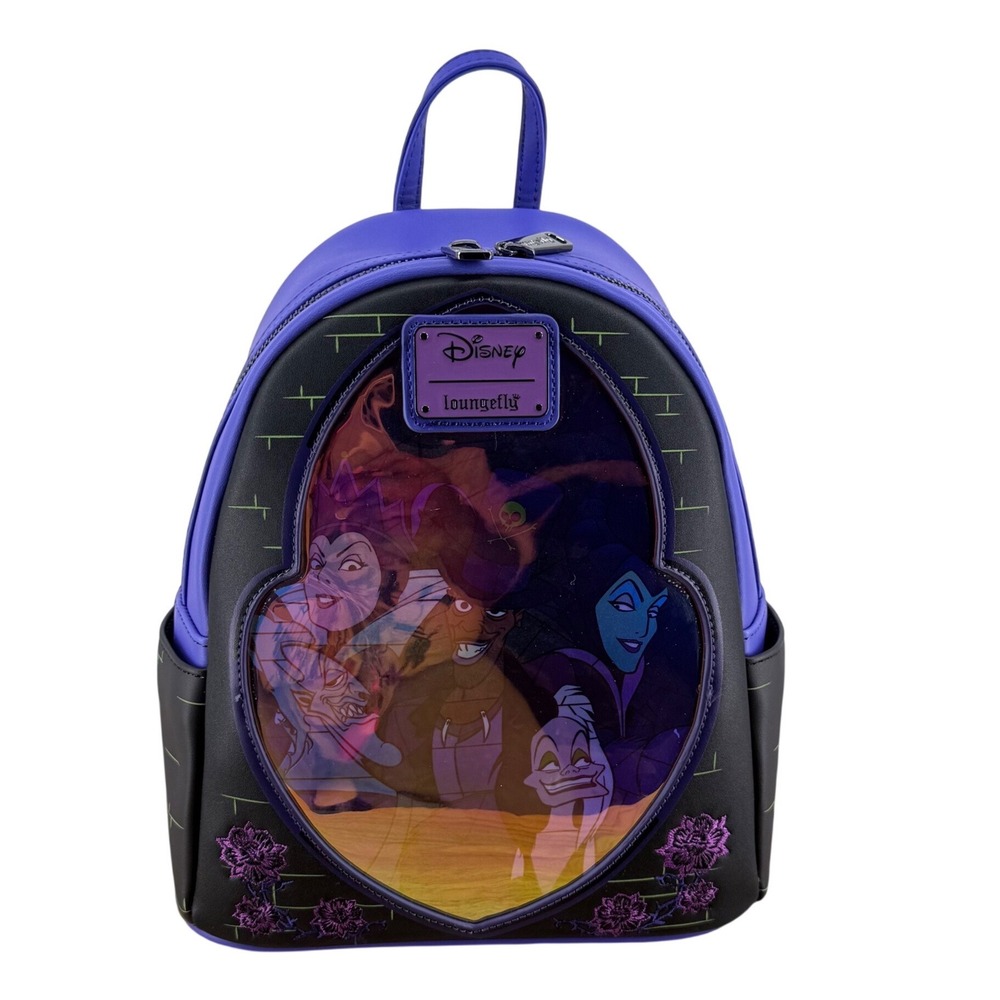 Disney Loungefly Villains Lenticular Glow In The Dark Mini Backpack Black